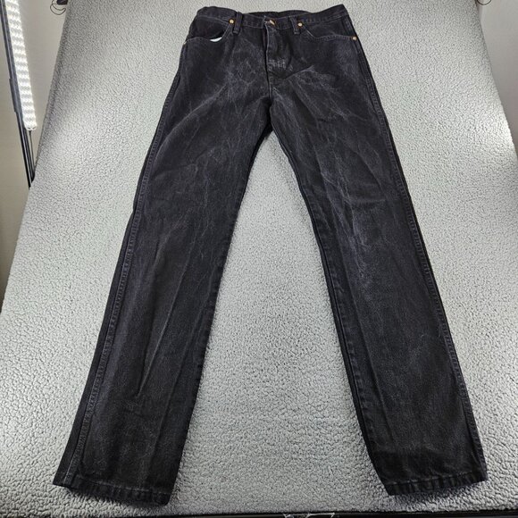 Wrangler Jeans Mens 34x36 Black Denim Straight Leg Cowboy Cut Western Pants - Picture 1 of 14